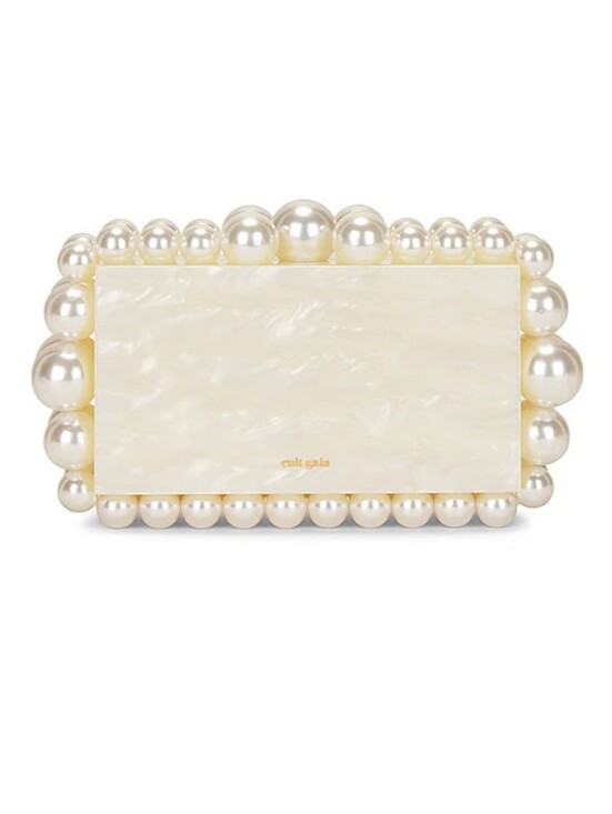 cult gaia Handbags - Cult Gaia Women's Ivory Acrylic EOS Beaded Handbag Purse Box (Read Description)